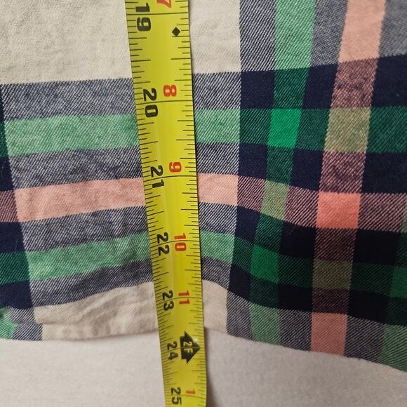 J. Crew Mercantile Green and Pink Plaid Flare sleeve top - Picture 5 of 8